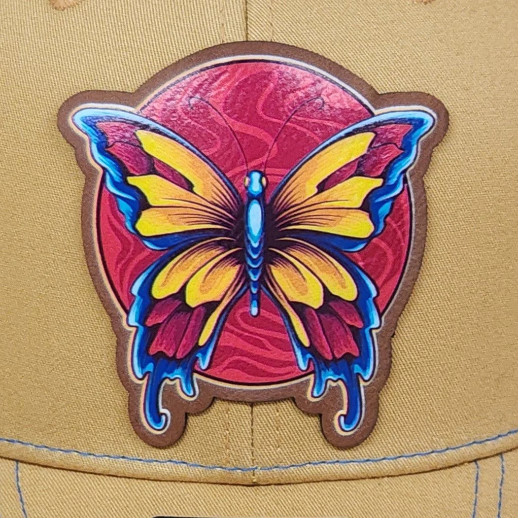 Vibrant Butterfly UV Printed Leatherette Hat Patch - MR01 - Image 2