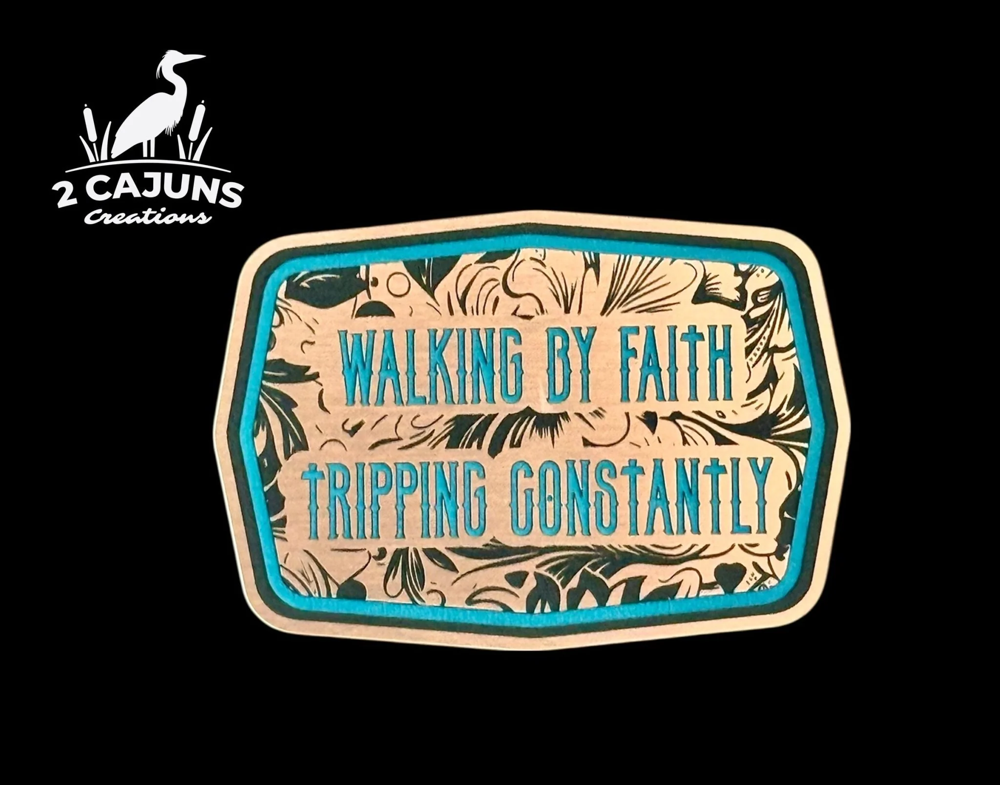 Walking By Faith Tripping Constantly Acrylic Hat Patch - 2 Colors Available - Image 4