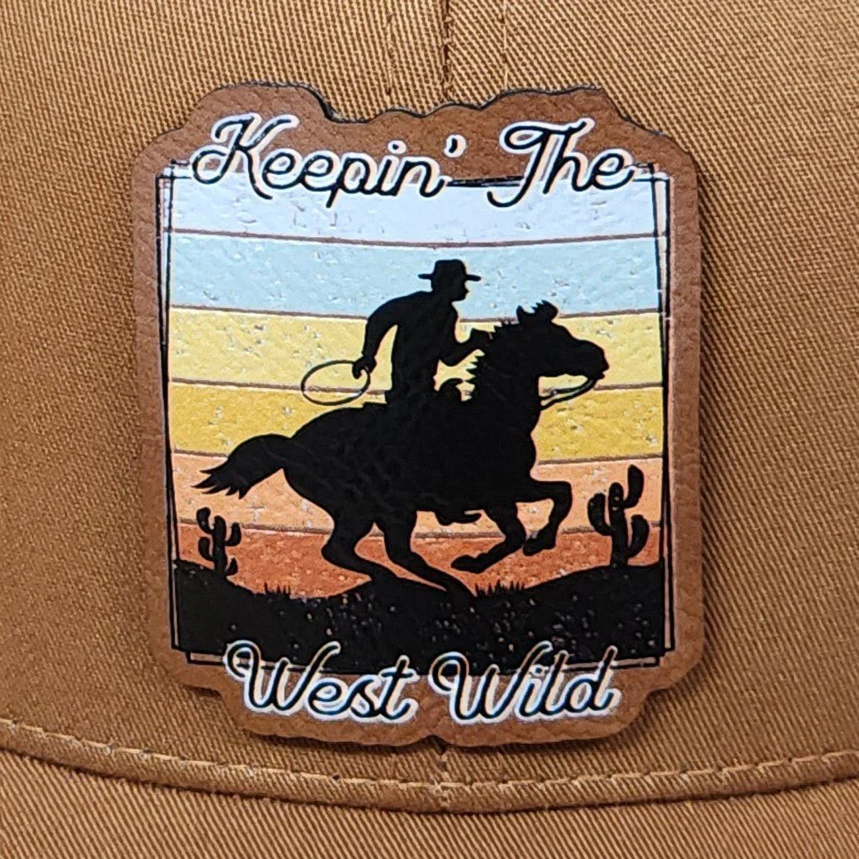 Wild West Cowboy UV Printed Leatherette Hat Patch - MR01