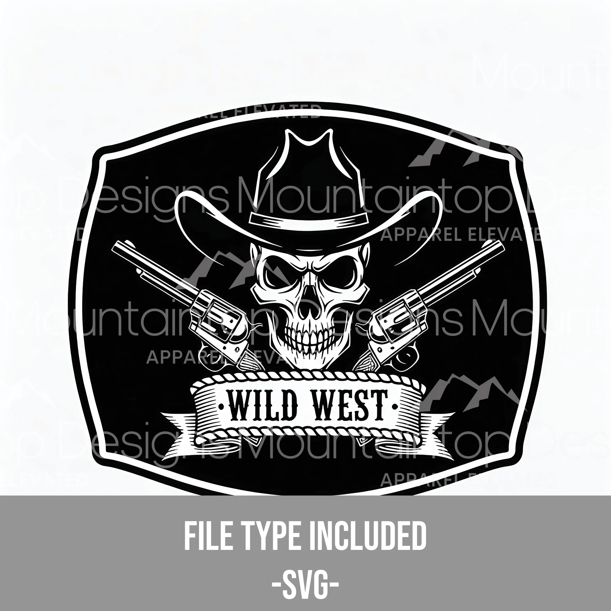 Wild West Skull & Pistols SVG Design