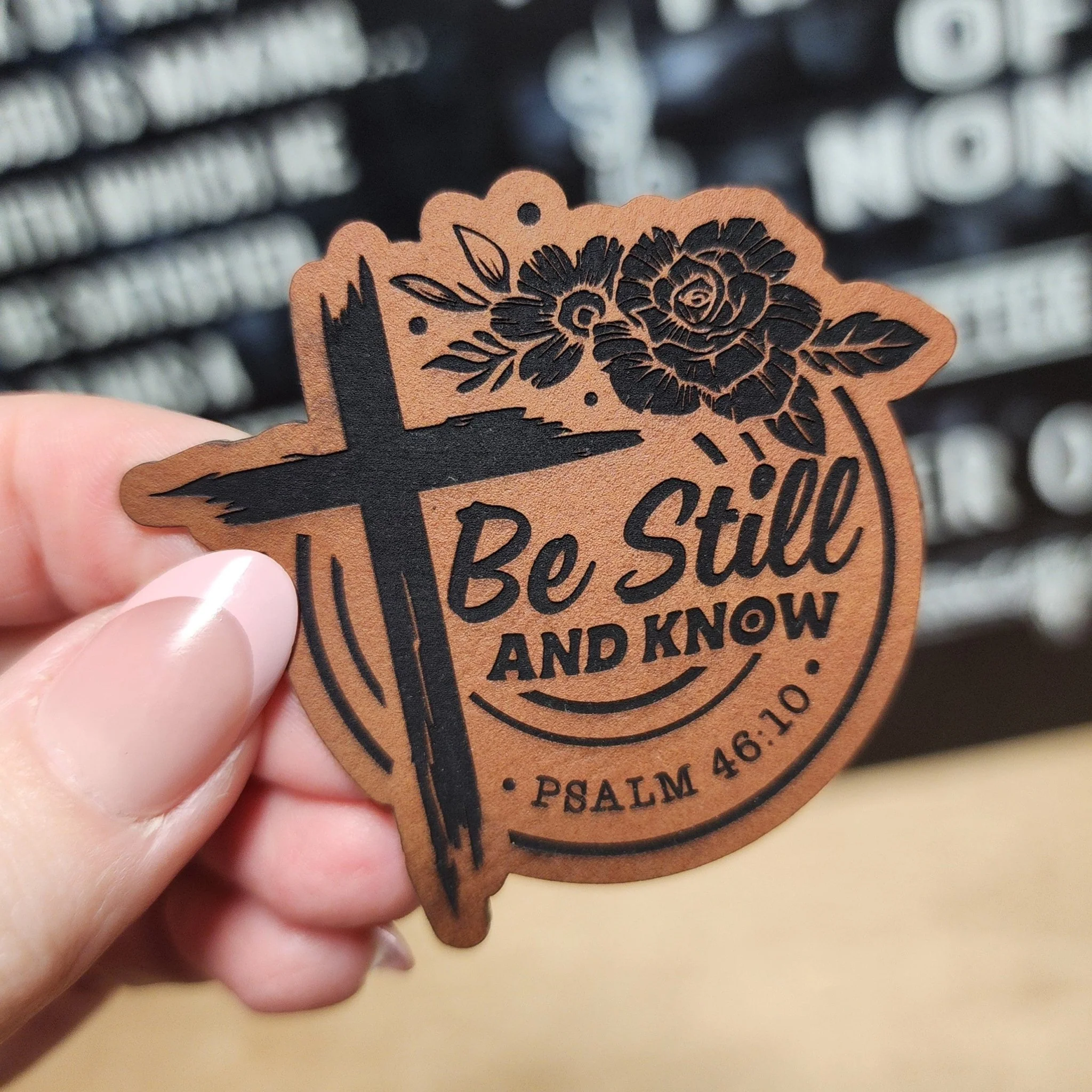 Women's Be Still and Know Engraved Leatherette Hat Patch - MR01