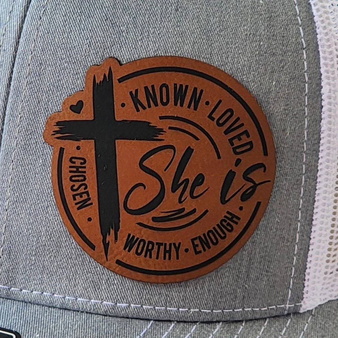 Women's Christian Engraved Leatherette Hat Patch - MR01